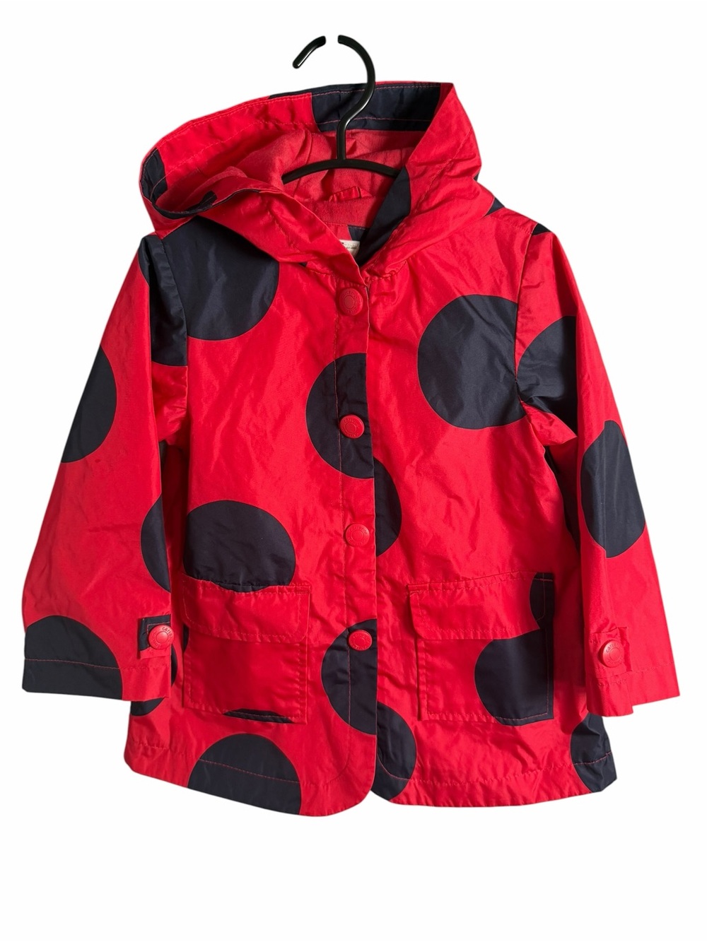 Carter's Red Hooded Raincoat with Large Black Polka Dots
